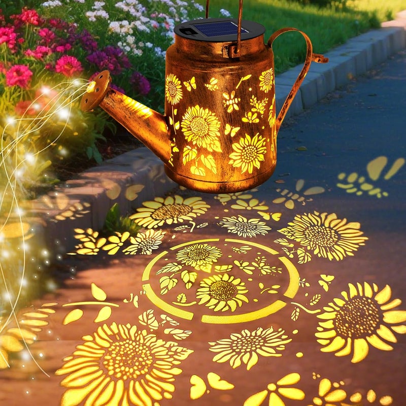 VOOKRY 2 Pack Sunflower Metal Solar Watering Can Lights, Solar Lights Outdoor Waterproof, Birthday Gifts for Women Mom Grandma, Hanging Lanterns Decorative Garden Decor for Outside Yard Patio Lawn - Image 5